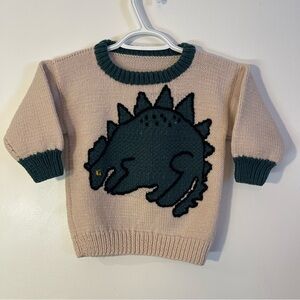 Child's Hand-Knitted Stegosaurus Dinosaur Shirt / Sweater 4T/5T